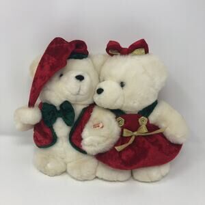 Vintage Main Joy Limited Plush White Bears Christmas Holiday Decor